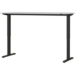 bümö Andratx elektrisch höhenverstellbarer Schreibtisch 180x80 cm in Lichtgrau, Gestell: Schwarz - Schreibtisch höhenverstellbar elektrisch,