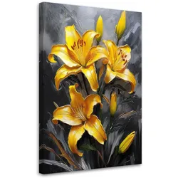 WANDBILD gelb bemalte blumenlilien