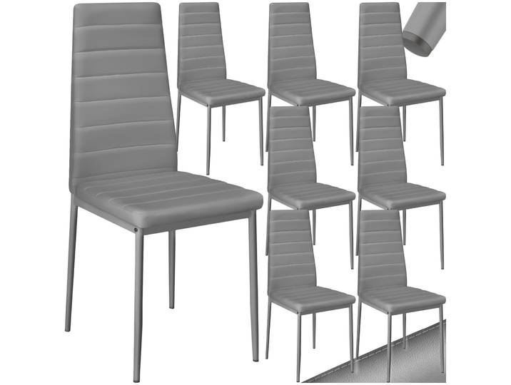 Esszimmerstühle Kunstleder - grau, 8er Set