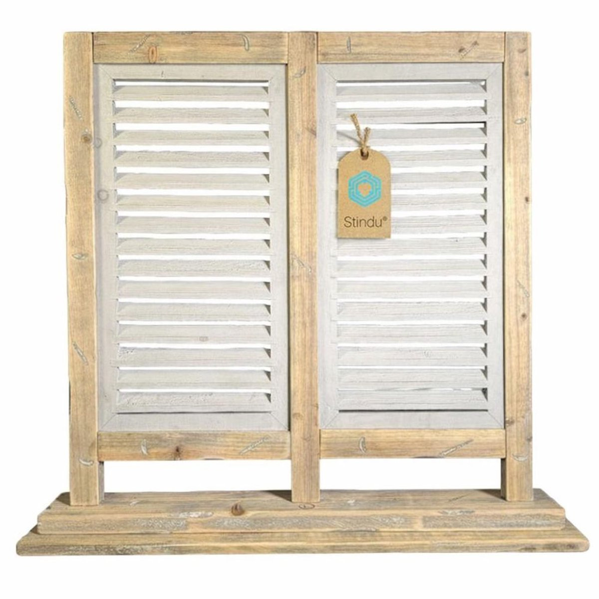 Dutch Mood Houten Shutter Dubbel Raamscherm Natuurlijk - Breedte: 74 cm
