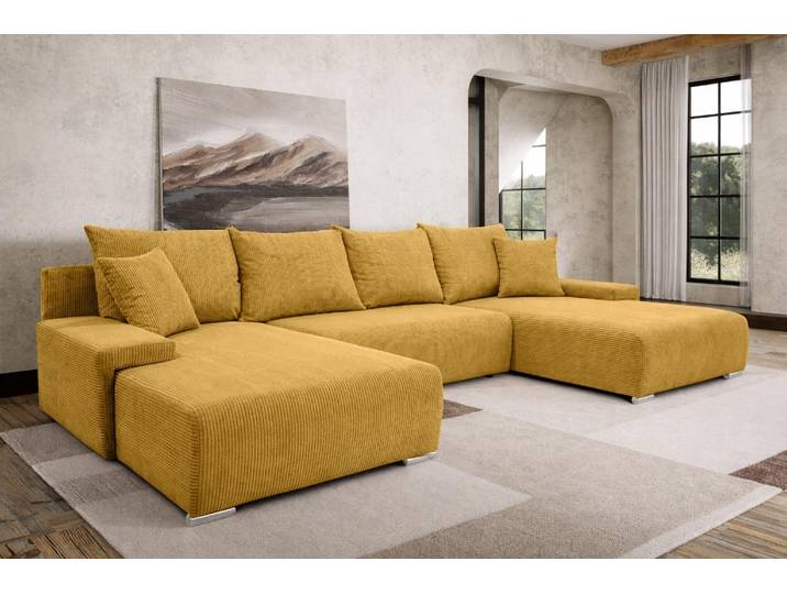 Kaiser Möbel Ecksofa, Sofa U form, Couch U form, Livorno U, stoff Poso, Hellgrün
