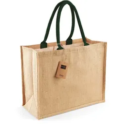 Westford Mill Jute Shopper Classic Jute-Tasche W407 natural/forest green 42 x 33 x 19 cm