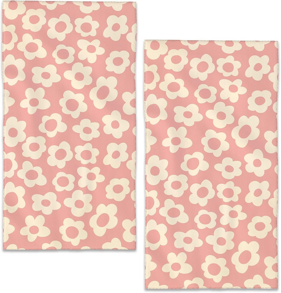 Set van 2 Vintage Groovy Bloemen Handdoeken voor Badkamer en Keuken