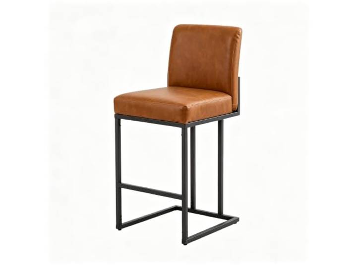 GarveeHome Barhocker 61 cm PU-Leder Metall Rückenlehne Braun Küche Verstellbare Standfüße, Gepolsterte Sitzfläche, Pflegeleicht, Stabile Basis, Hausbar