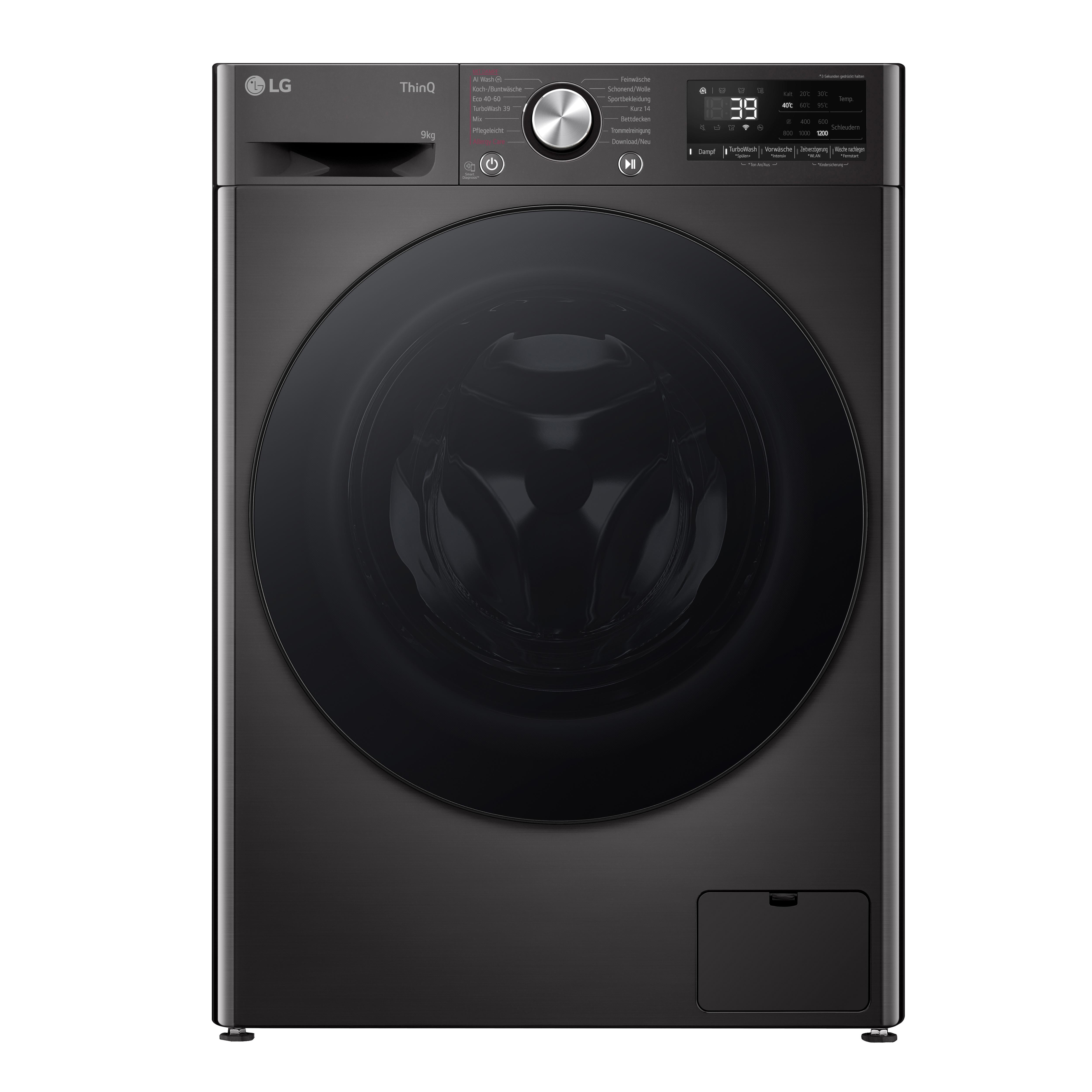 LG F2V7SLIM9B Serie 7 Waschmaschine (Standgerät) 9 kg 1200 U/min. Schwarz