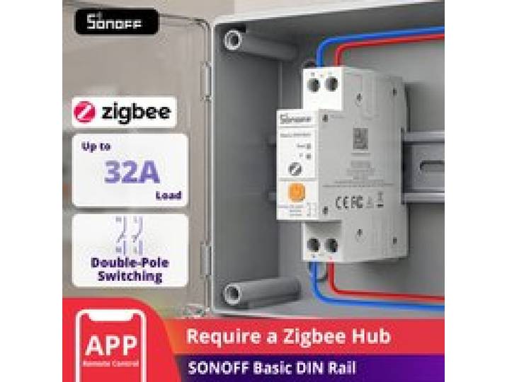 SONOFF BASIC-ZB1GSP Basic DIN-rail Zigbee 3.0 Slimme Schakelaar 32A Hoge-belastingscircuit Energiebewaking Dubbelpolige Veiligheidsschakeling
