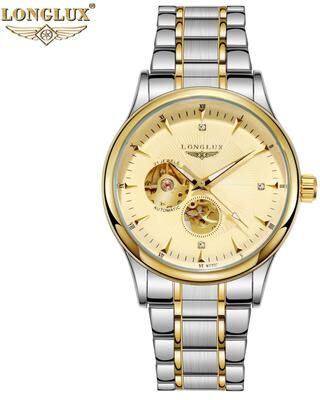 Youfap Market Elegant Luxury Watches For Men, Waterproof Skeleton Automatic Mechanical Stainless Steel Business Gift Watch golden