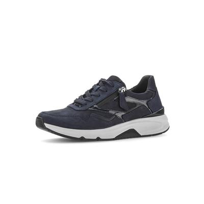 Keilsneaker GABOR, Damen, Gr. 37,5, blau, Lacklederimitat, Nubukleder, Schuhe, Schnürschuh, Halbschuh, Freizeitschuh mit Außenreißverschluss