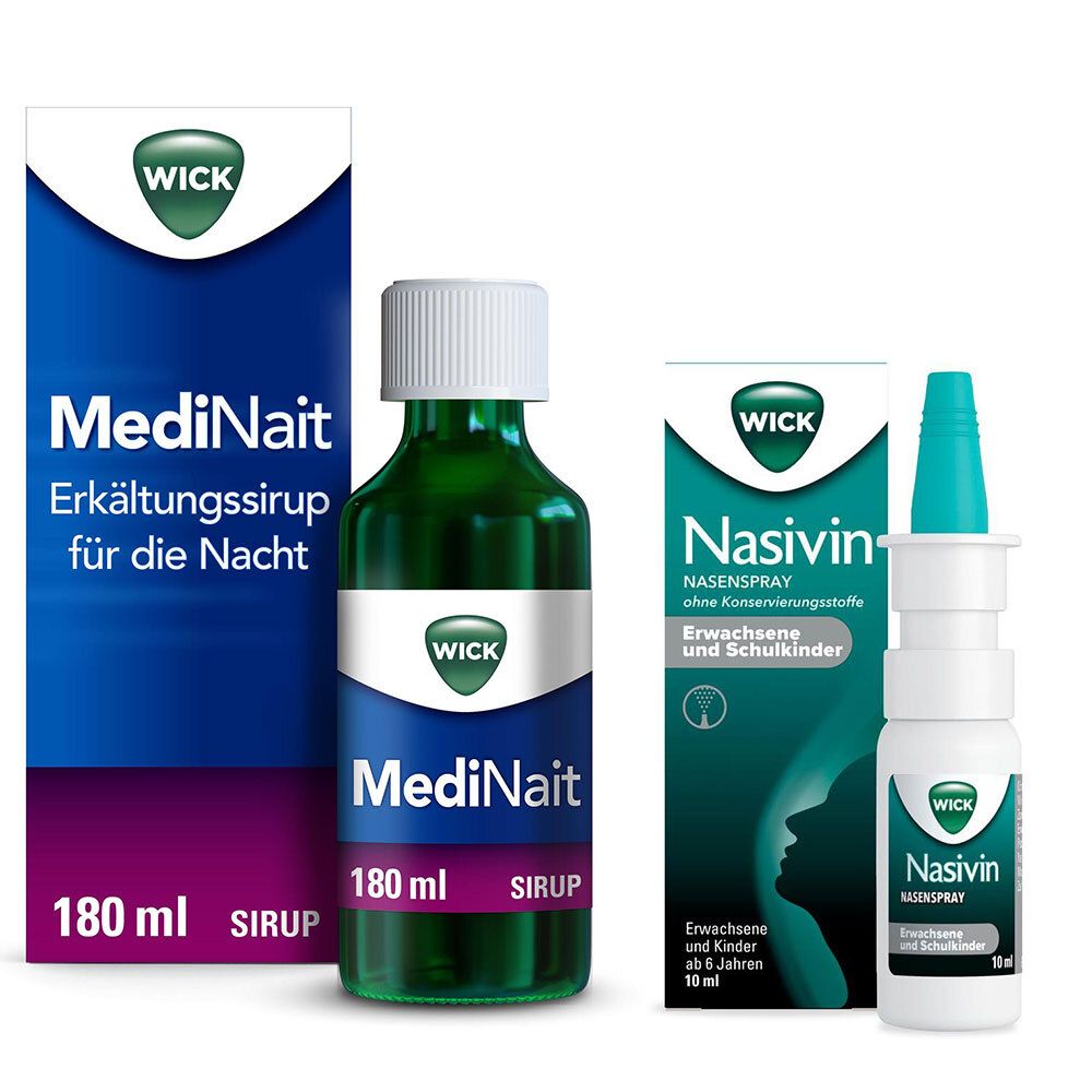 Wick MediNait Erkältungssirup für die Nacht + Nasivin Nasenspray oK Erw./Schulkin.0,5 1 St Set