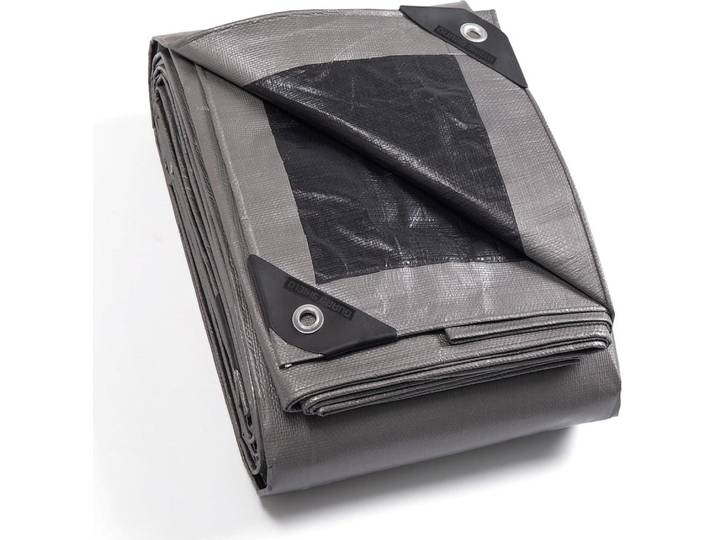 Gewebeplane Wasserdicht 2m x 3m Grau/Schwarz 160g/㎡ Reißfest UV-stabilisiert Schimmelresistent