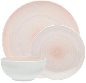 Godinger Spiral Pink Porcelain 12 Piece Dinnerware Set, Service For 4