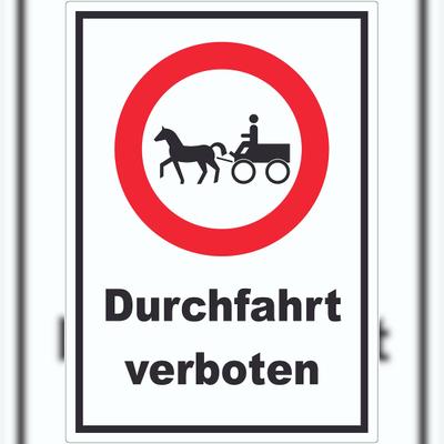 HB-Druck Durchfahrt verboten Kutsche Aufkleber A9 (37x52mm)