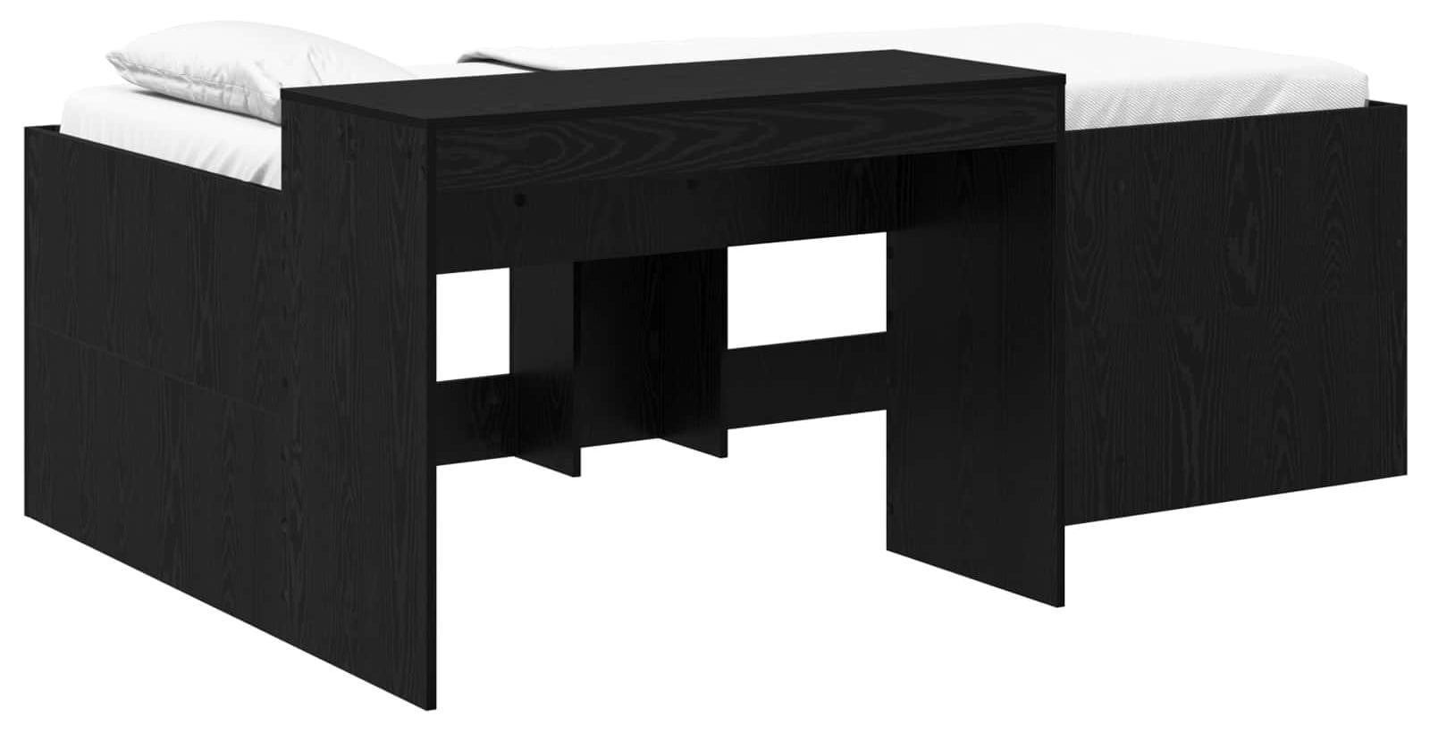 vidaXL Kinderbed met bureau, zwart, houtvezel