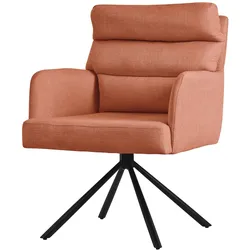 ML-Design Esszimmerstuhl drehbar Orange – Armlehnen, Auto-Position, Polyesterbezug, abnehmbares Rückenkissen, Küchenstuhl mit Metallbeinen