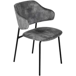 riess-ambiente Stuhl VOGUE - grau Samt schwarze Metallbeine