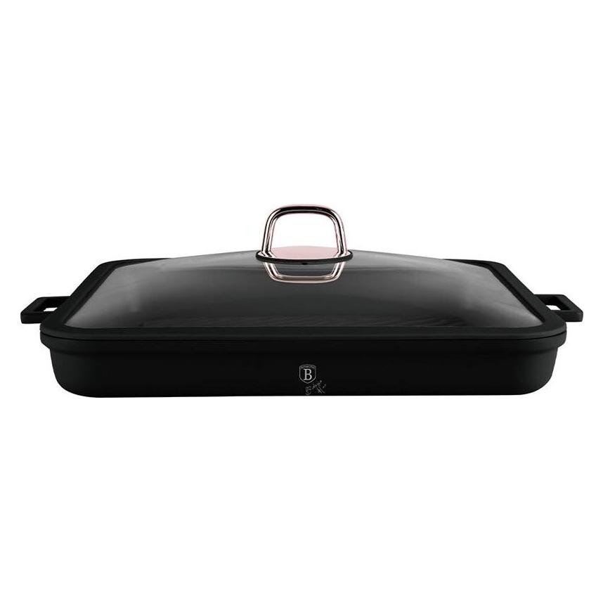 BerlingerHaus Haus Grillpfanne mit Deckel Black Rose Collection (Grillpfanne, Aluminiumguss, 34 x 4.50 cm) (111829)