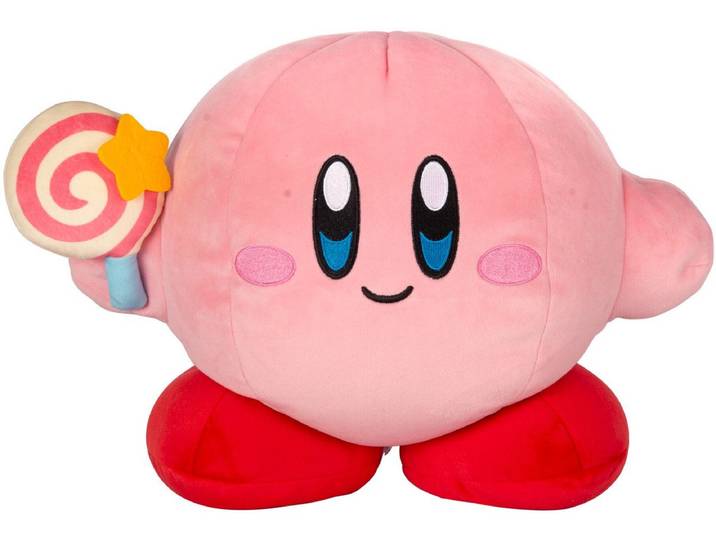 Tomy Kirby Mocchi-Mocchi Mega Knuffel Figure Kirby met invincible Magic Toverstaf / Toverstok 33 cm Knuffeles