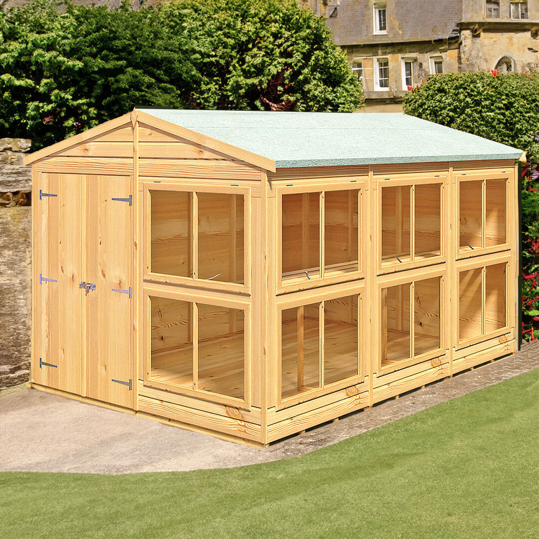 Shire GB Shire Sun Hut Potting Shed 8 Ft X 12 Ft Brown 245cm W X 357cm D X 222cm H