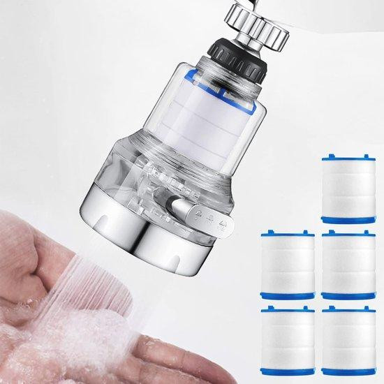 Zilveren 360 graden draaibare waterfilter kraan voor de keuken en badkamer