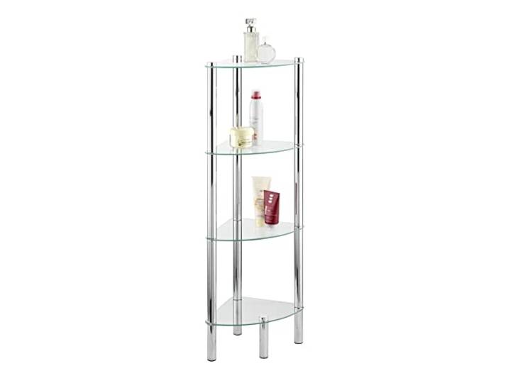 WENKO Étagère d'angle exclusive Yago 4 niveaux - 4 tablettes en verre\, Acier inoxydable\, 30 x 104 x 30 cm\, Brillant