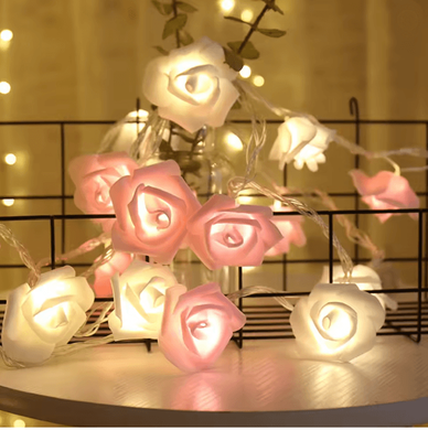 Inspire Essentials 3M LED Rose String Lights Battery Operated Flower Garland Decor e