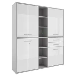 Manjana Home Office Kombination -Glas- TEXAS - B/H/T ca. 191.10x215.40x40.00