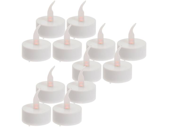 LED-Teelichter 12er-Set, flackernder Flamme und Timer