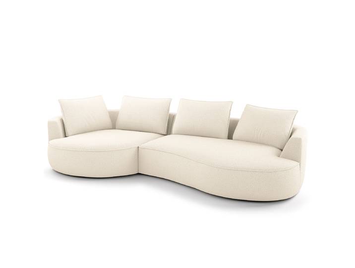 Bigsofa Weiß/Creme/Schwarz Bouclé Stoff Ronka 322 x 82 x 154cm Ausrichtung links Glamour