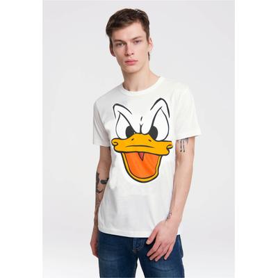 T-Shirt LOGOSHIRT "Donald Duck", Herren, Gr. XS, weiß (altweiß), 100% Baumwolle, bedruckt, normal, Rundhals, Shirts T-Shirt, im lizenziertem Originaldesign