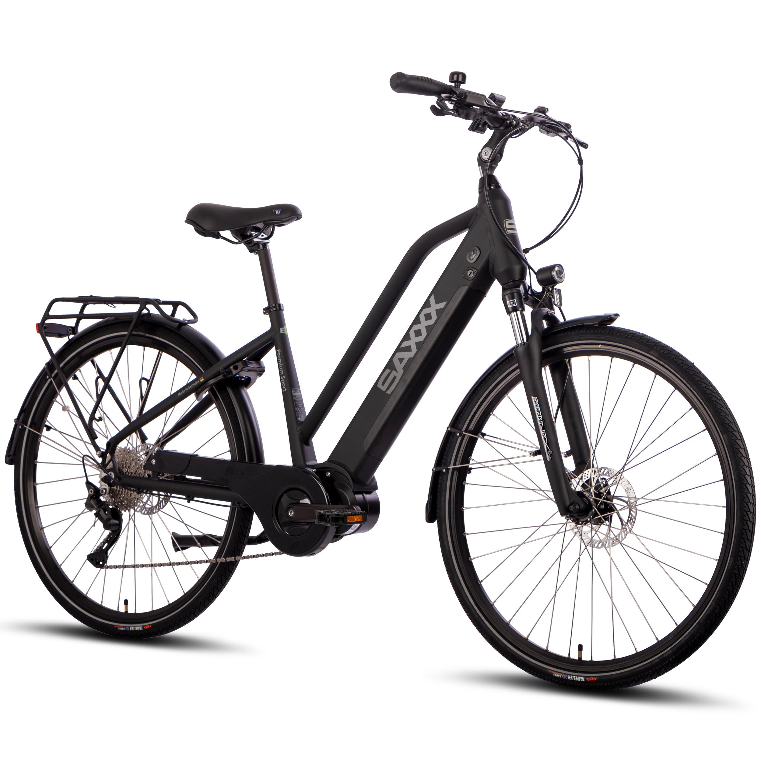 SAXXX 28 Zoll Trekking E-Bike, 250W Mittelmotor mit 90Nm, 522Wh herausnehmbarer Akku, bis 100km Reichweite, SHIMANO Deore Schaltung