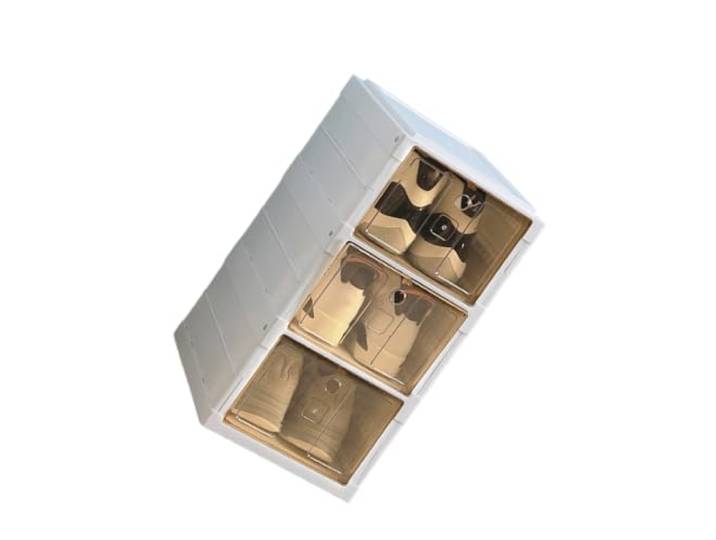 Tsophreniq Schrank Boden Organizer, Faltbare, 3 Levels Nach vorne öffnendes, überdachtes Design für Innenräume Wohnheim Eingangsbereich