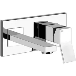 Gessi Rettangolo K, Fertigmontageset Einhebelmischer Waschtisch, fester Auslauf, ohne Ablaufgarnitur, personalisierte Länge, 735, 53084031, Farbe: Chrom