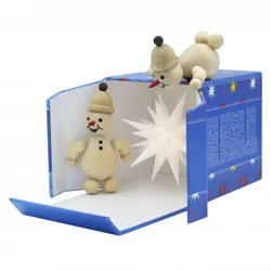 Herrnhuter Sterne 74101 "Schöne Bescherung" - 2 Schneemänner und Miniaturstern weiß ca. 8cm ø