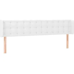 Décoshop26 - Kopfteil Schlafzimmeraccessoire Möbelstück mit Seitenteil 183 x 16 x 78/88 cm weißes synthetisches Material TDL0205787