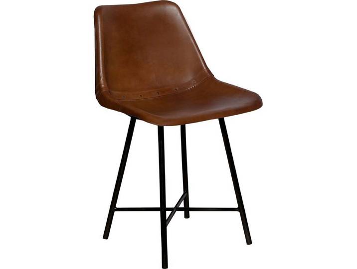 Trademark Living Esszimmerstuhl Clinton Schalenstuhl mit braunem Ledersitz