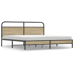 vidaXL Metallbett ohne Matratze Räuchereiche 200x200 cm