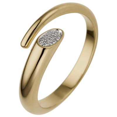 Fingerring JOBO Gr. 54, gelb (gelbgold 585), Fingerringe, Damen, 54, SI = kleine Einschlüsse, Diamanten Gelbgold 585, Diamanten, Gelbgold 585, Fingerring, offen 585 Gold mit 10 Diamanten