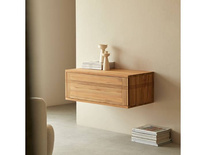 Basic - TV-Schränk aus massivem Teak 80 cm - Natur