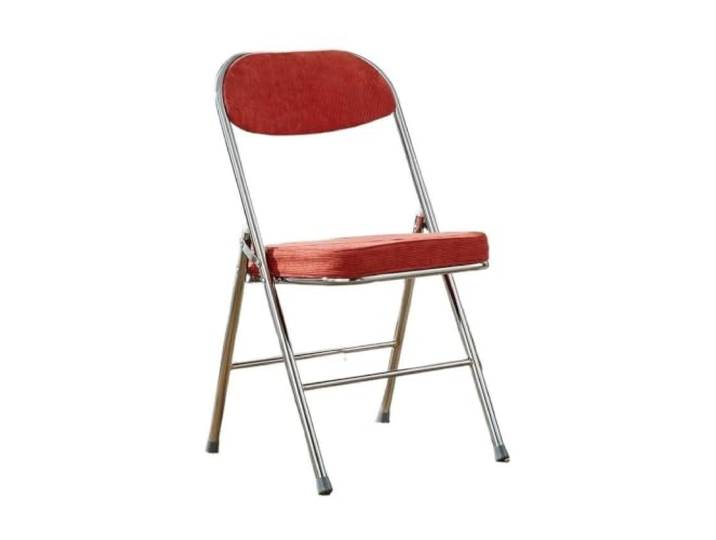 Zymjzbetic Klassischer, platzsparender Café-Stuhl mit Samtrücken Unterstützen Sie das Küchen-Ess-Set, tragbar, zusammenklappbar, Haushalt for Zuhause(Red-silver)