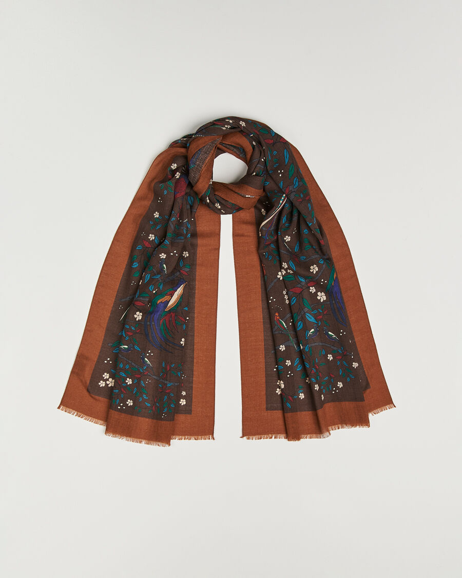 Drake's Birds Of Paradise Print Scarf Brown men One size Brun