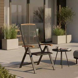 Stylischer Gartenklappsessel Tilos B: 60cm Schwarz