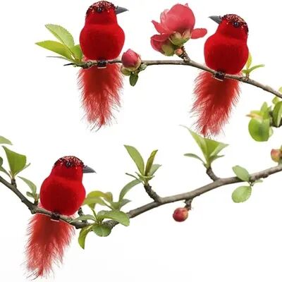 Multisell Products Hub Clip On Cardinals, Artificial Red Birds, Feathered Christmas Tree Ornaments For Garden And Holiday Decor Clip On Cardinals, Artificial Red Birds, Feathered Christmas Tree Ornaments For Garden And Holiday Decor