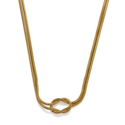 Kette mit Anhänger "Schmuck Geschenk Edelstahl Halsschmuck Halskette Knoten", gold (gelbgoldfarben), ANISTON JEWELRY & WATCHES, Halsketten, Damen, Edelstahl, L: 45 B: 7mm, Made in Germany, B:7mm