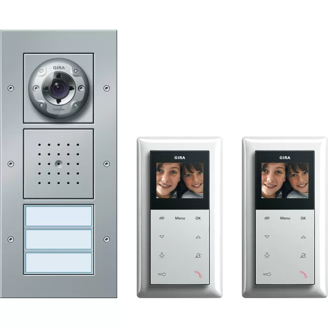 Gira 049546 Video-Paket 2TN alu Zweifamilienhaus Paket Video