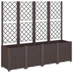 Helloshop26 - Hochbeet für Pflanzen Blumen Terrasse Garten mit Rankgitter 160 x 40 x 140 cm PP braun 02_0038264