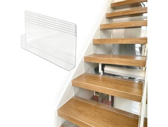 Vibeo Treppenschutzgitter Offene Treppenlücken-Abdeckleisten, Transparent Passend für Lücken von 5–30 cm Höhe, Kunststoff-Abdeckleisten für Offene Treppenstufen, Spielzeugblocker für Unter Die Couch