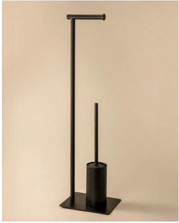 Cosmic Essentials Stand-Toilettenbürstenhalter WJC292A0097036 mit Rollenhalter, 135 x 150 x 855 mm, schwarz matt