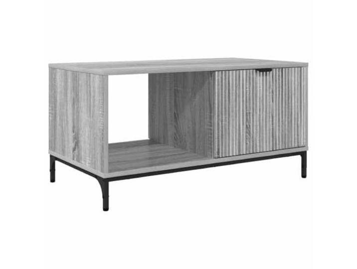 LASWWQMRF Couchtisch Graues Sonoma 90x49x46 cm Holzwerkstoff mit Schublade Kompakter Wohnzimmertisch in Grausonoma Optik mit Fach und Schublade für ordentliche Aufbewahrung im Fernsehzimmer.