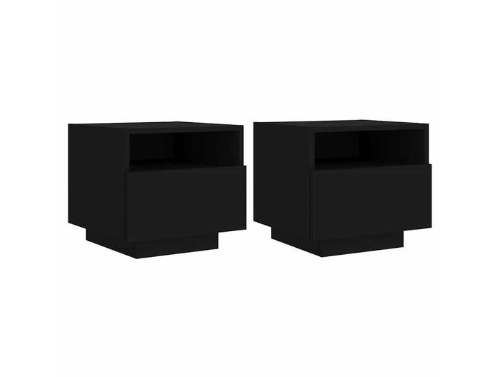 vidaXL Nachttische Mit Led-Leuchten 2er set Schwarz 40/39/37 Cm, Holz, Rechteckig, 39x37x40 cm, Schlafzimmer, Nachtkästchen