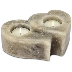 Salzkristall Teelichthalter TWIN HEART Grey Line